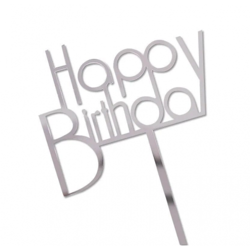 C/TOPPER HBD PRINT SILVER STICK C/TOPPER HBD PRINT SILVER STICK